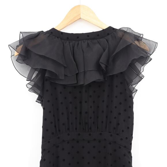 Alessandra Rich Women's Silk/Lace Polka Dot Midi Dress Black Sz 38 US Sz 2 - Picture 4 of 11